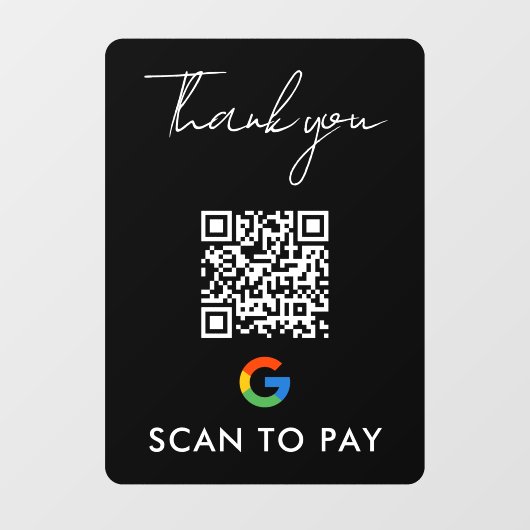 ありがとうGoogle Pay QRコードスキャンして黒を支払う ウィンドウサイン (シート)