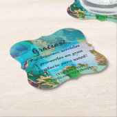 ありがとうGracias大理石ブルーパープル自分で編集 ペーパーコースター (アングル)