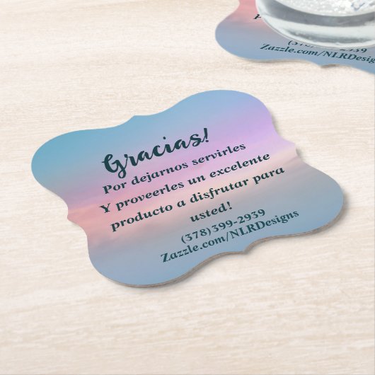 ありがとうGracias Sky Blue Pink自分で編集 ペーパーコースター (アングル)