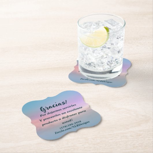 ありがとうGracias Sky Blue Pink自分で編集 ペーパーコースター (インサイチュ)