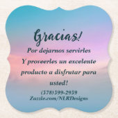 ありがとうGracias Sky Blue Pink自分で編集 ペーパーコースター (正面)