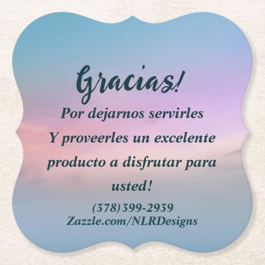 ありがとうGracias Sky Blue Pink自分で編集 ペーパーコースター (正面)