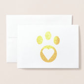 ありがとうMeowy Cat Pawハート可愛いパーソナライズ 箔カード (封筒付き正面)