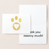 ありがとうMeowy Cat Pawハート可愛いパーソナライズ 箔カード (ディスプレー)