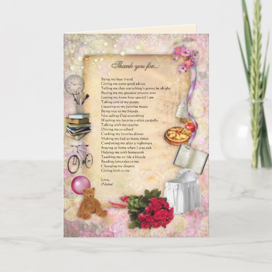 ありがとうMom （カスタマイズ可能）カード サンキューカード (正面)