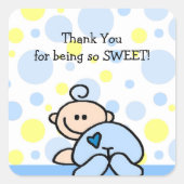 ありがとうOH BOY赤ちゃんシャワー正方形ステッカー スクエアシール (正面)