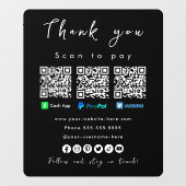 ありがとうPaypal Venmo現金アプリQrコードブラック ウィンドウサイン (シート)