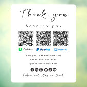 ありがとうPaypal Venmo現金アプリQrコードホワイト ウィンドウサイン (シート3)