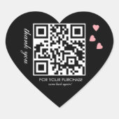 ありがとうQRコードスクリプトピンクフローティング ハートシール (正面)