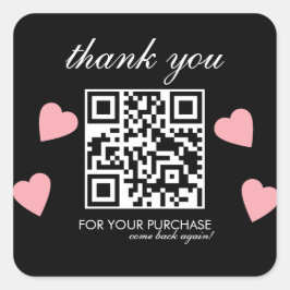 ありがとうQRコードスクリプトピンク浮動ハート スクエアシール