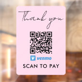 ありがとうVenmo支払いQRコードスキャンを支払うピンク ウィンドウサイン (シート2)