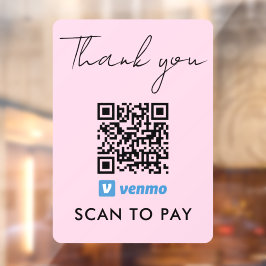 ありがとうVenmo支払いQRコードスキャンを支払うピンク ウィンドウサイン