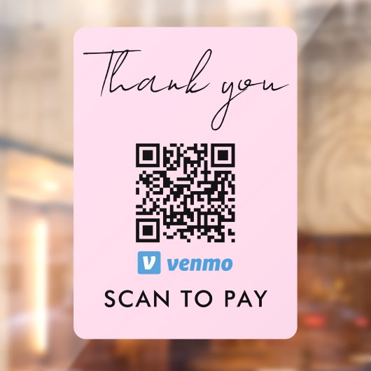 ありがとうVenmo支払いQRコードスキャンを支払うピンク ウィンドウサイン (シート2)
