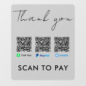 ありがとうVenmo Paypal CashAppスキャンしてグレーを支払う ウィンドウサイン (シート)