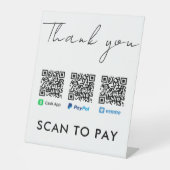 ありがとうVenmo Paypal CashAppスキャンして白を支払う 台座サイン (正面)