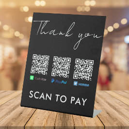 ありがとうVenmo Paypal CashAppスキャンして黒を支払う 台座サイン