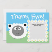 ありがとパーソナライズされたうキューおもしろいト羊デイジー サンキューカード (正面)
