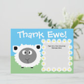 ありがとパーソナライズされたうキューおもしろいト羊デイジー サンキューカード (スタンド正面)
