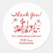 ありがと図解入りの、写真付きのう ラウンドシール (正面)