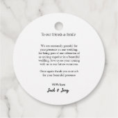 ありがシンプルモダン結婚のカップル名のメッセージ フェイバータグ (裏面)