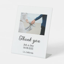 ありがシンプルモダン結婚のカップル名のメッセージ 台座サイン