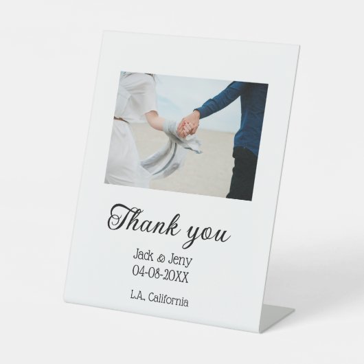 ありがシンプルモダン結婚のカップル名のメッセージ 台座サイン (正面)