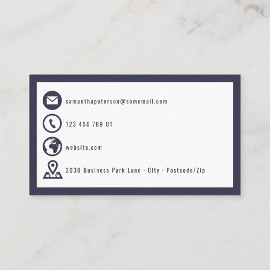 ありが縁どはっきりしたと青のアイコンエレガント エンクロージャーカード (裏面)