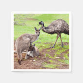 「ありそうもない仲間：カンガルーとEMUの友情」 スタンダードカクテルナプキン (正面)