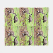 「ありそうもない仲間：カンガルーとEMUの友情」 フリースブランケット (正面(横))