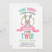 あるうさぎのイースター・春の誕生日招待状 招待状 (正面/裏面)