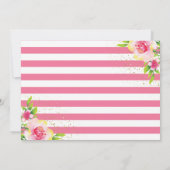 あるうさぎのピンクの花模様 ゴールドグリッター フォト 誕生日 サンキューカード (裏面)