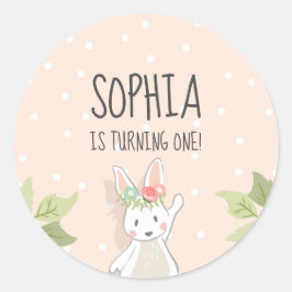 あるうさぎの特別なタグステッカーカップケーキトッパー ピンク ラウンドシール