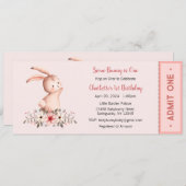 あるうさぎの1歳の誕生日招待状、うさぎの1歳の誕生日パーティー、初めての誕生日 招待状 (正面/裏面)