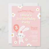 あるうさぎの3歳の誕生日パーティー かわいいレトロ3歳誕生日パーティー 招待状 (正面)