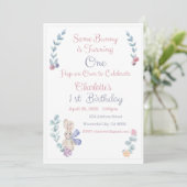 あるうさぎは1歳のお誕生日招待状、うさぎの1歳パーティー、1歳 招待状 (スタンド正面)