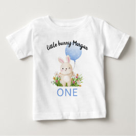 あるうさぎは1歳のシンプルでかわいい男の子の誕生日 ベビーTシャツ