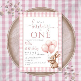 あるうさぎは1歳 ピンク風船の誕生日パーティー 招待状