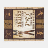 あるとき女の子がいた – スキーのスキーヤー フリースブランケット (正面(横))