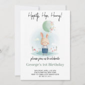 あるウサギが1歳になる 誕生日ボーイ 招待状 (正面)