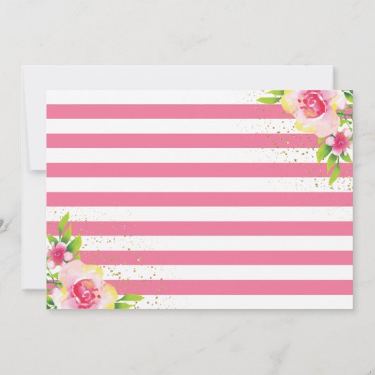 あるウサギのピンクの花柄ゴールドグリッター写真の誕生日 サンキューカード (裏面)