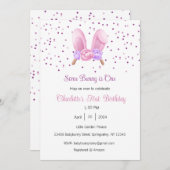 あるウサギの1歳の誕生日招待状, ウサギの1歳の誕生日パーティー, 1歳 招待状 (正面/裏面)