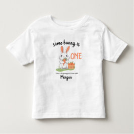 あるウサギは1歳の男の子と女の子の最初の誕生日 トドラーTシャツ