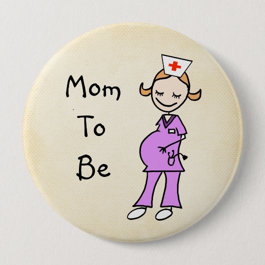 あるナースのお母さんベージュ 缶バッジ (正面)