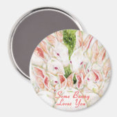 あるバニーがあなたを愛している – 白うさぎ マグネット (正面/裏面)