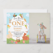 あるバニーがバニーの1歳の誕生日パーティーを飾る 招待状 (正面)