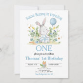 あるバニーがバニーの1歳の誕生日パーティーを飾る 招待状 (正面)