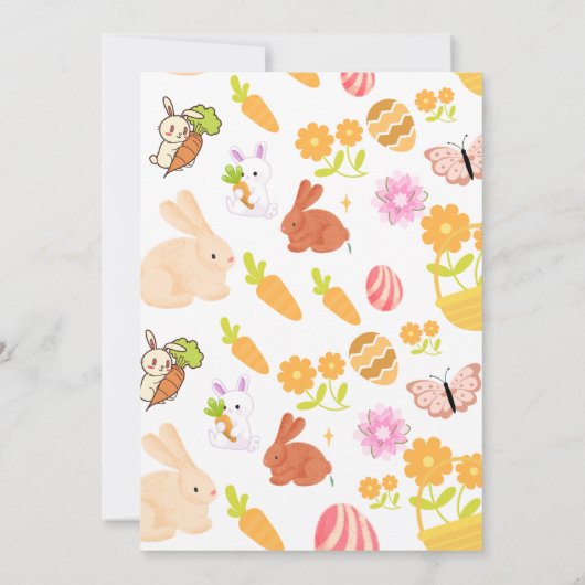 あるバニーがバニーの1歳の誕生日パーティーを飾る 招待状 (裏面)