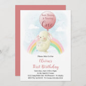 あるバニーがバニー1歳の誕生日を飾る 招待状 (正面/裏面)