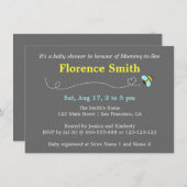 あるミイラのためのモダンな蜂のベビーシャワー 招待状 (正面/裏面)