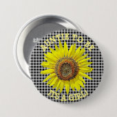 ある伯母さん女の子のヒマワリのベビーシャワー 缶バッジ (正面&裏面)